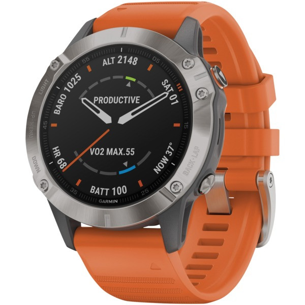 Petra Fenix(R) 6 Multisport Gps Watch (Sapphire Edition, Titanium With Ember Orange Band) GRM0215813