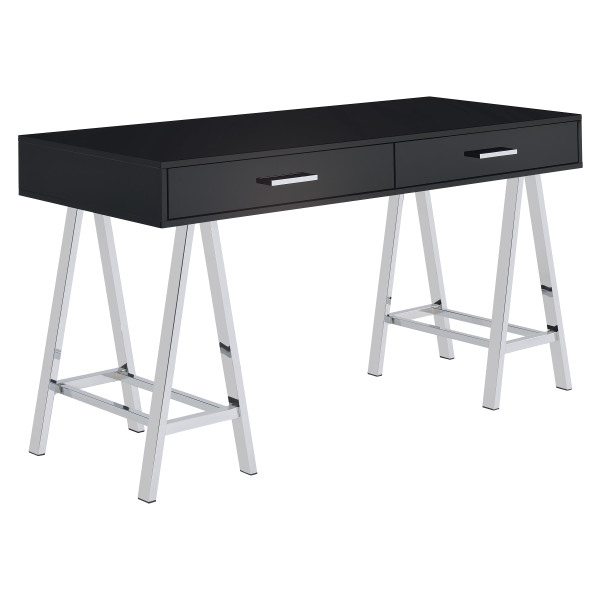 Vivid 2 Drawer Desk - Black/Chrome VVD5422-BLK By Office Star