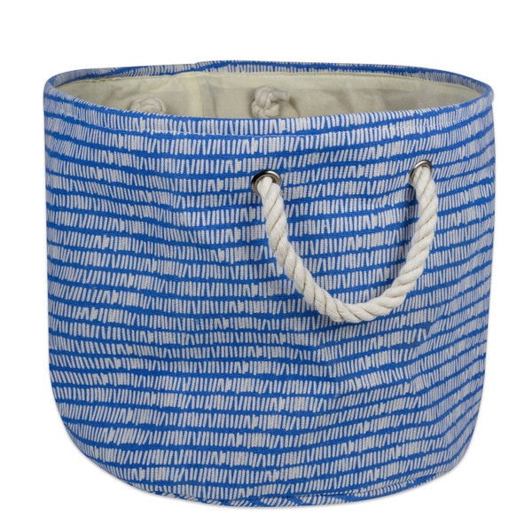 AE Wholesale Round Blue Polyester Bin With Rope Handles - 10 Inches CAMZ10045S