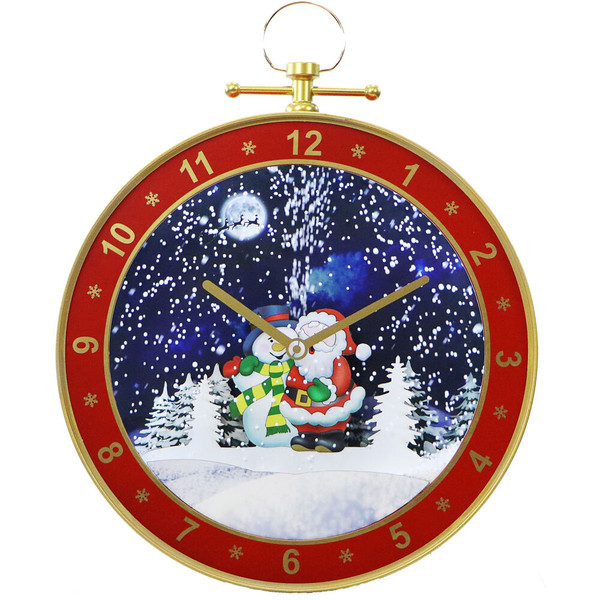 FHF 23" Wall Decoration-Santa Scene-Snowing, lighting &musical FSORNSA024A-RD1 By Almo