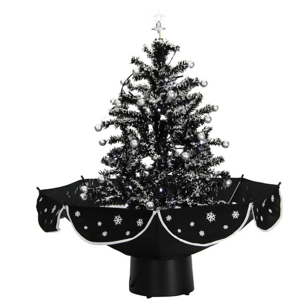 FHF 29" Snowy Black Tree with Star Topper and Black Skirt FSTR029A-BLK By Almo