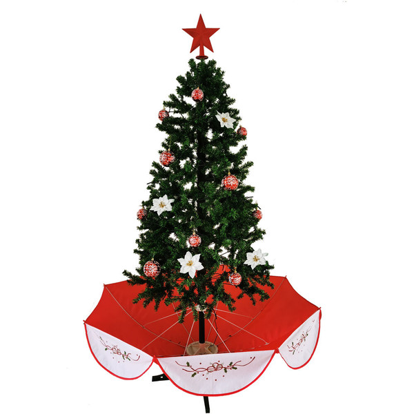 6.0 ft Christmas Snow Tree with Red Base FSTR075A-RD By Almo