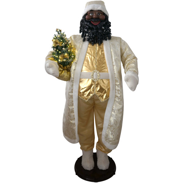 FHF 58" AA White/Gold Santa- grey curly beard (Dancing/Music) FASC058-2GL1-AA By Almo