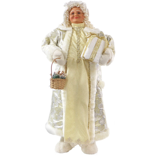 FHF 36" Mrs Claus in White/Gold Outfit with With Xmas Tree (Music) FMC036-1WT9 By Almo