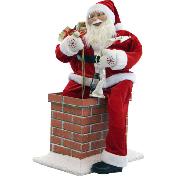 FHF 48" Santa Climbing Out of Chimney FSC048-1RD By Almo
