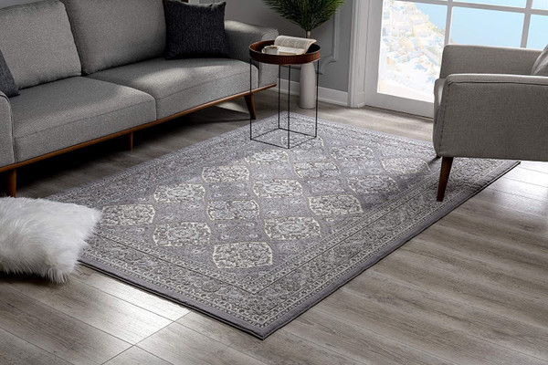 7' X 10' Gray Decorative Pattern Area Rug 393510 By Homeroots