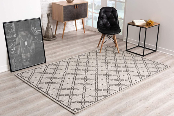 3' X 8' Gray Geometric Lattice Runner Rug 394153 By Homeroots