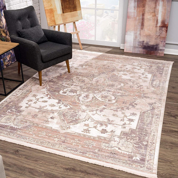7' X 9' Beige Classic Medallion Area Rug 394824 By Homeroots