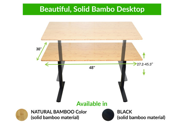 Natural Bamboo Dual Motor Electric Office Adjustable Computer Desk 397738 By Homeroots