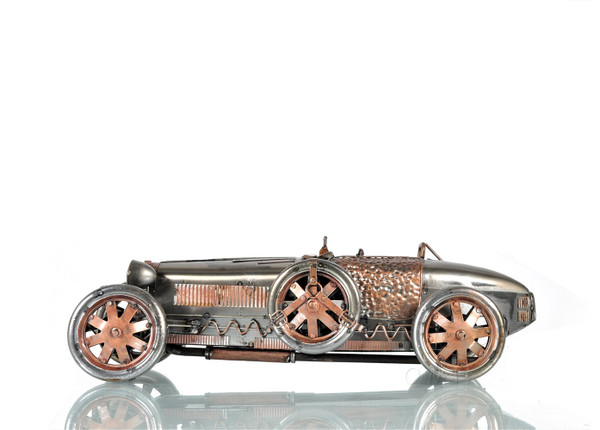 C1924 Bugatti Bronze And Silver Racecar Model Sculpture 401145 By Homeroots
