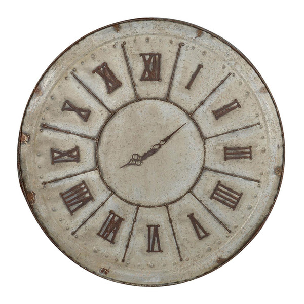 Rustic Farmhouse Distressed Tin Round Wall Clock 401288 By Homeroots