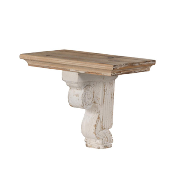 Classic Corbel Style White Washed Wall Shelf 401305 By Homeroots