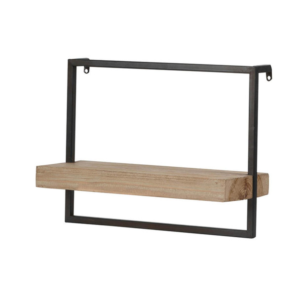 Minimalist Modern Natural And Black Wooden Wall Shelf 401308 By Homeroots
