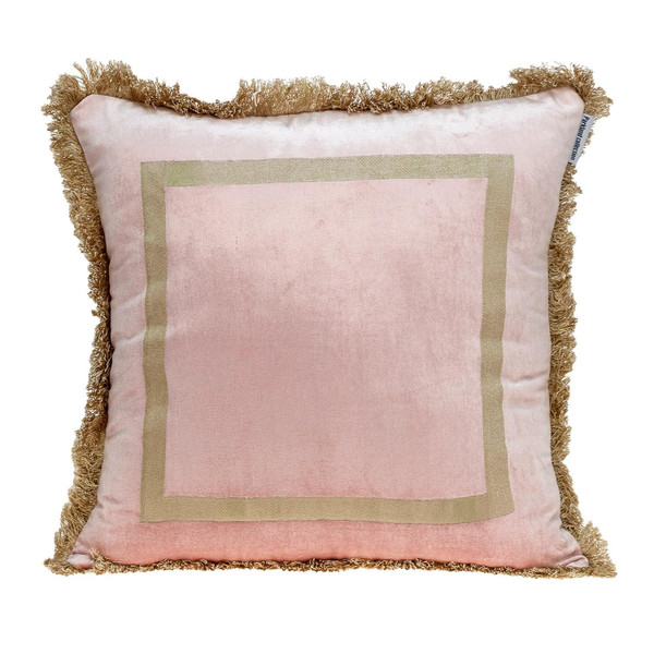 Boho Pink With Gold Fringe Decorative Square Throw Pillow 402685 By Homeroots
