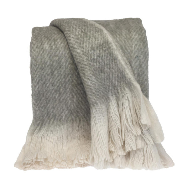 Supreme Soft Gray And White Herringbone Handloomed Throw Blanket 402944 By Homeroots