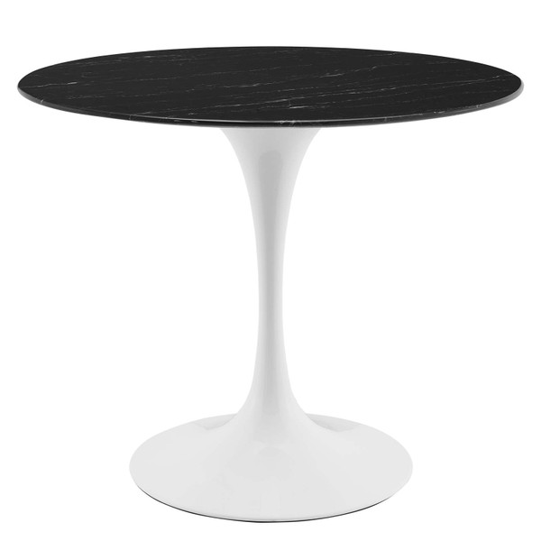 Modway Lippa 36" Artificial Marble Dining Table - White Black EEI-5168-WHI-BLK