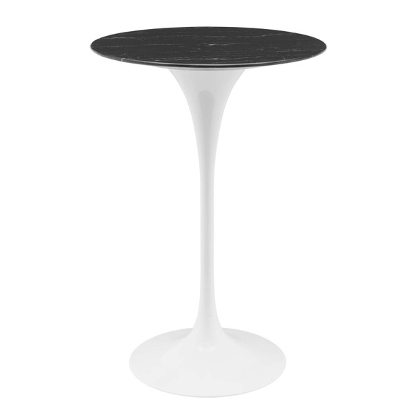 Modway Lippa 28" Artificial Marble Bar Table - White Black EEI-5203-WHI-BLK