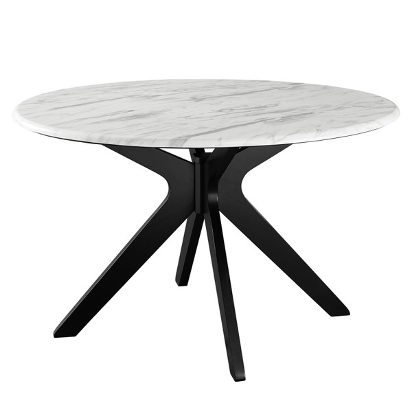 Modway Traverse 50" Round Performance Artificial Marble Dining Table - Black White EEI-5508-BLK-WHI