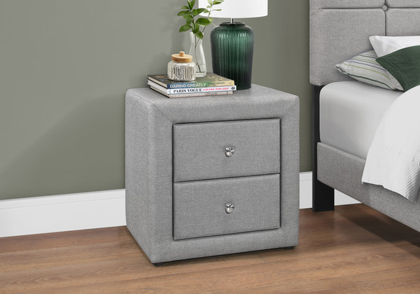 Bedroom Accent - 21"H - Grey Linen Night Stand I 5604 By Monarch
