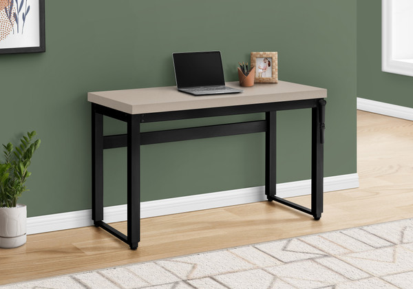 Computer Desk - 48"L - Modern Taupe - Adj.Height- Black I 7679 By Monarch