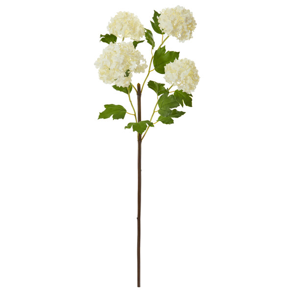 30" Snowball Hydrangea Artificial Flower (Set Of 3) - White 2314-S3-WH By Nearly Natural