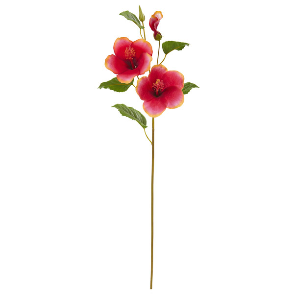 28" Hibiscus Artificial Flower (Set Of 12) - Red Gold 2342-S12-RDGO By Nearly Natural