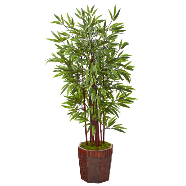 53" Bamboo Artificial Tree In Decorative Planter T1097 By Nearly Natural