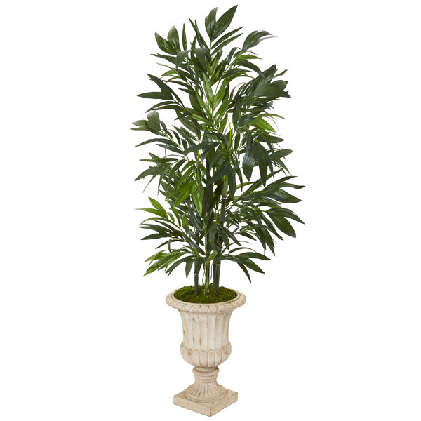 51" Bamboo Palm Artificial Tree In Sand Finished Urn T1131 By Nearly Natural