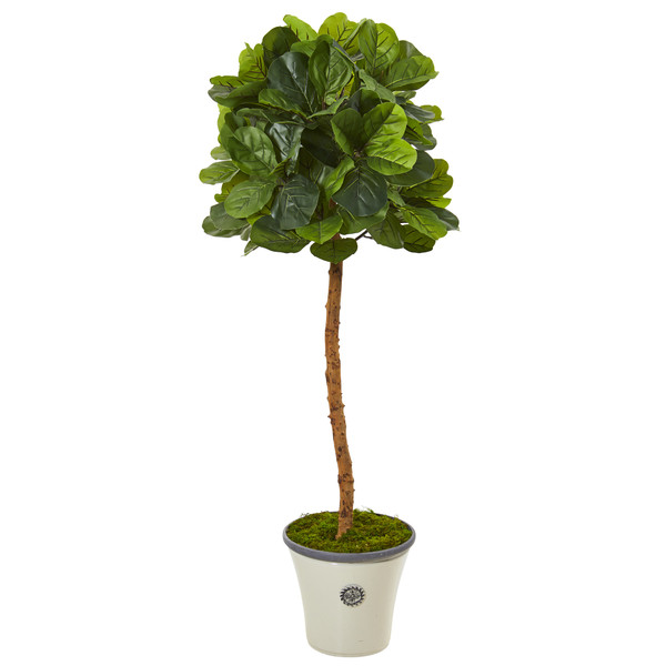 5' Fiddle Leaf Artificial Tree In Decorative Planter (Real Touch) T1151 By Nearly Natural