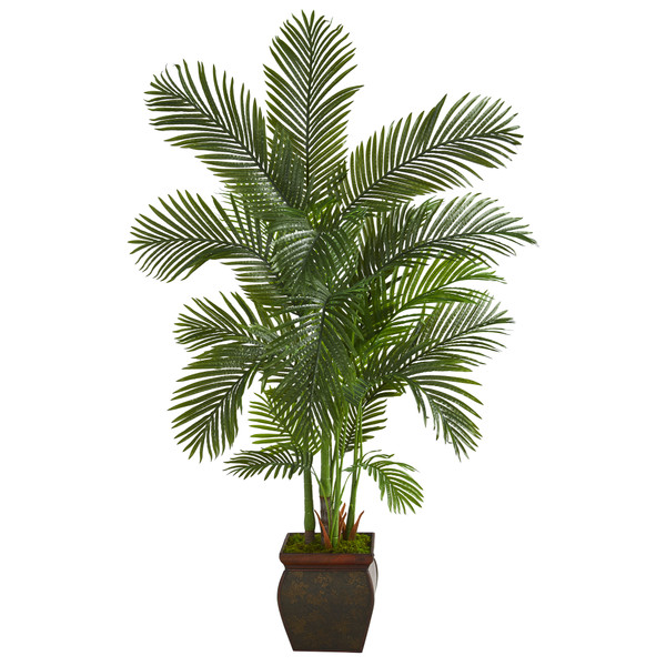 69" Areca Palm Artificial Tree In Decorative Planter T1262 By Nearly Natural