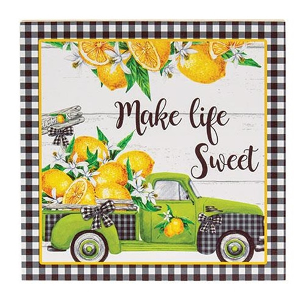 *Make Life Sweet Lemon Truck Square Block G08818 By CWI Gifts