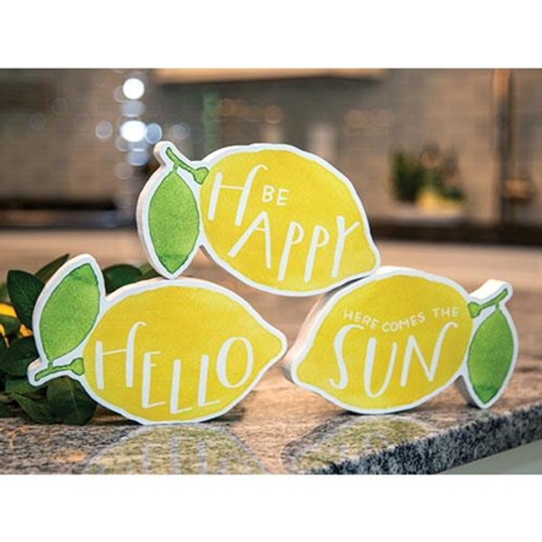 *Be Happy Chunky Lemon Sitter 3 Asstd. (Pack Of 3) G35760 By CWI Gifts