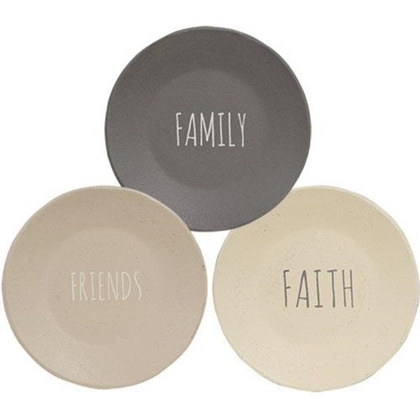 *Faith Family Friends Plate 3 Asstd. (Pack Of 3) G36075 By CWI Gifts