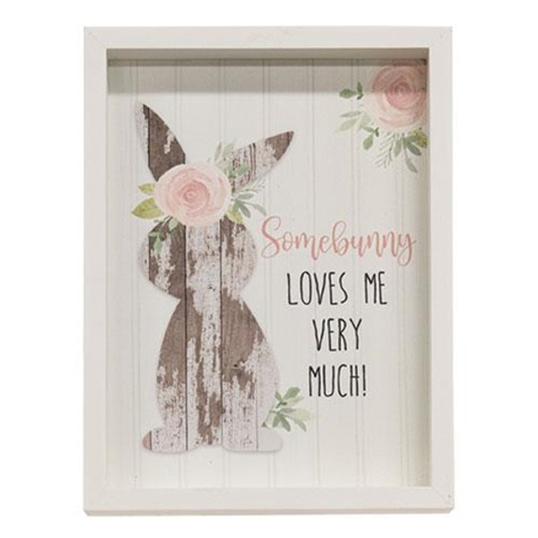 CWI Gifts GB30414 Some Bunny Loves Me Distressed Framed Sign