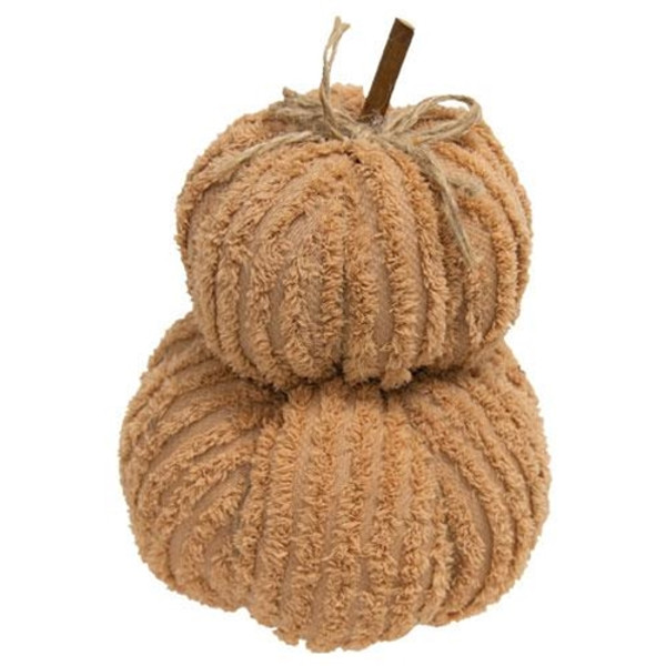 Mini Dusty Orange Chenille Pumpkin Stack GCS38177 By CWI Gifts