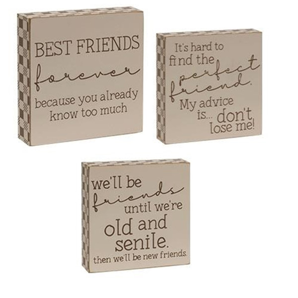 3/Set Friends Buffalo Check Box Signs GH35991 By CWI Gifts
