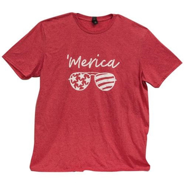 CWI Gifts GL93S Merica Sunglasses T-Shirt Heather Red Small