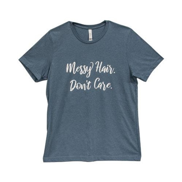 CWI Gifts GL94L Messy Hair Don'T Care T-Shirt Heather Slate Large