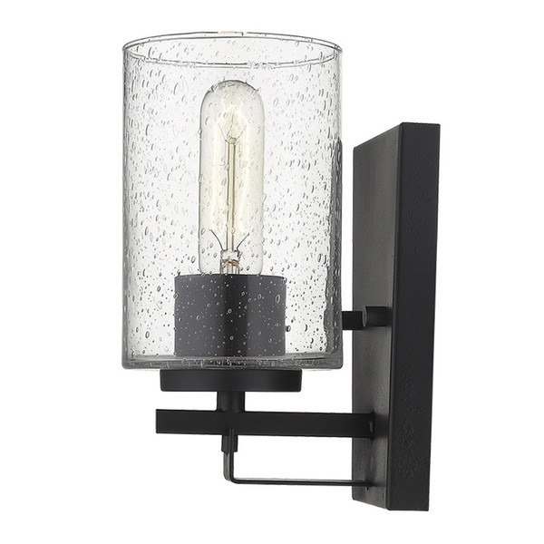 Black Metal And Textured Glass Wall Sconce 398685 By Homeroots