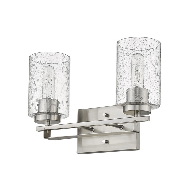 Silver Metal And Textured Glass Two Light Wall Sconce 398690 By Homeroots