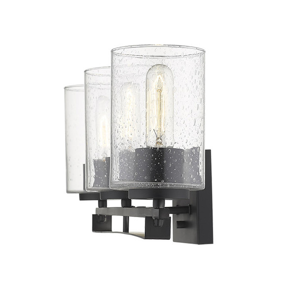 Black Metal And Textured Glass Three Light Wall Sconce 398691 By Homeroots