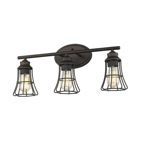 Three Light Bronze Cage Wall Light 398717 By Homeroots