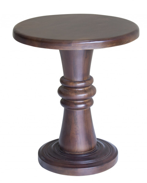 Rustic Warm Brown Turned Pedestal End Table 401390 By Homeroots