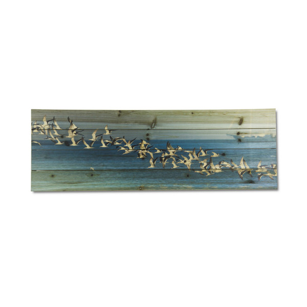 36" Elegant Birds In Flight Wood Plank Wall Art 401632 By Homeroots
