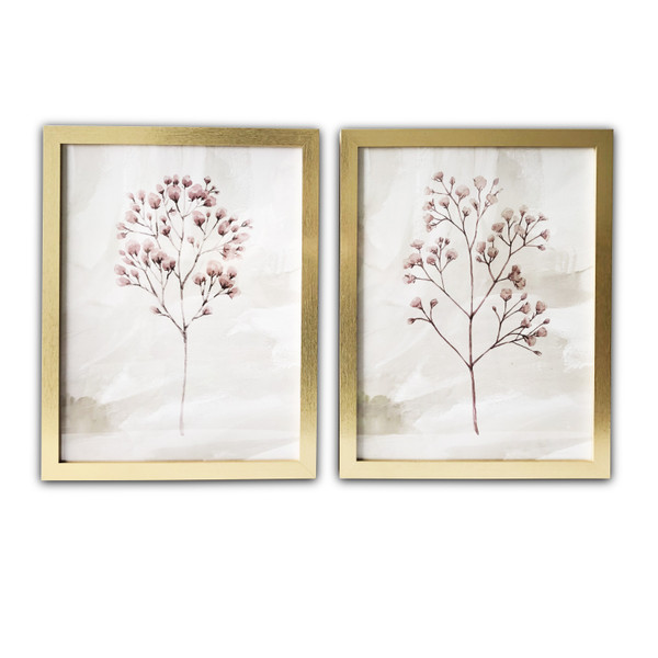 Two Piece Blush Pink Branch Framed Wall Art 401745 By Homeroots