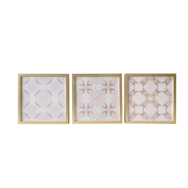 Set Of Three Pale Pink Tile Framed Wall Art 401761 By Homeroots