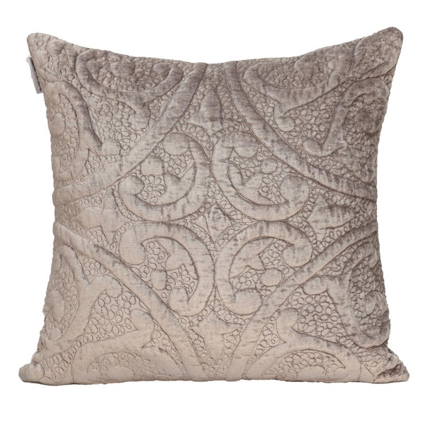Taupe Quilted Velvet Square Throw Pillow 402840 By Homeroots