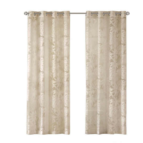 Leilani Palm Leaf Burnout Window Sheer By Madison Park MP40-7492