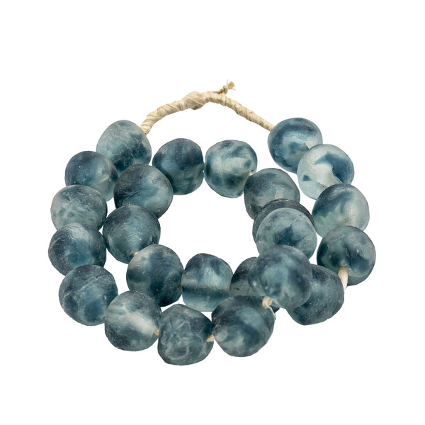 Vintage Sea Glass Beads 1.25 Dia - Frosty Blue 2506L-FB