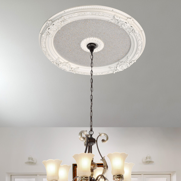 AFD Home White And Silver Round Chandelier Ceiling Medallion 36In 12020508